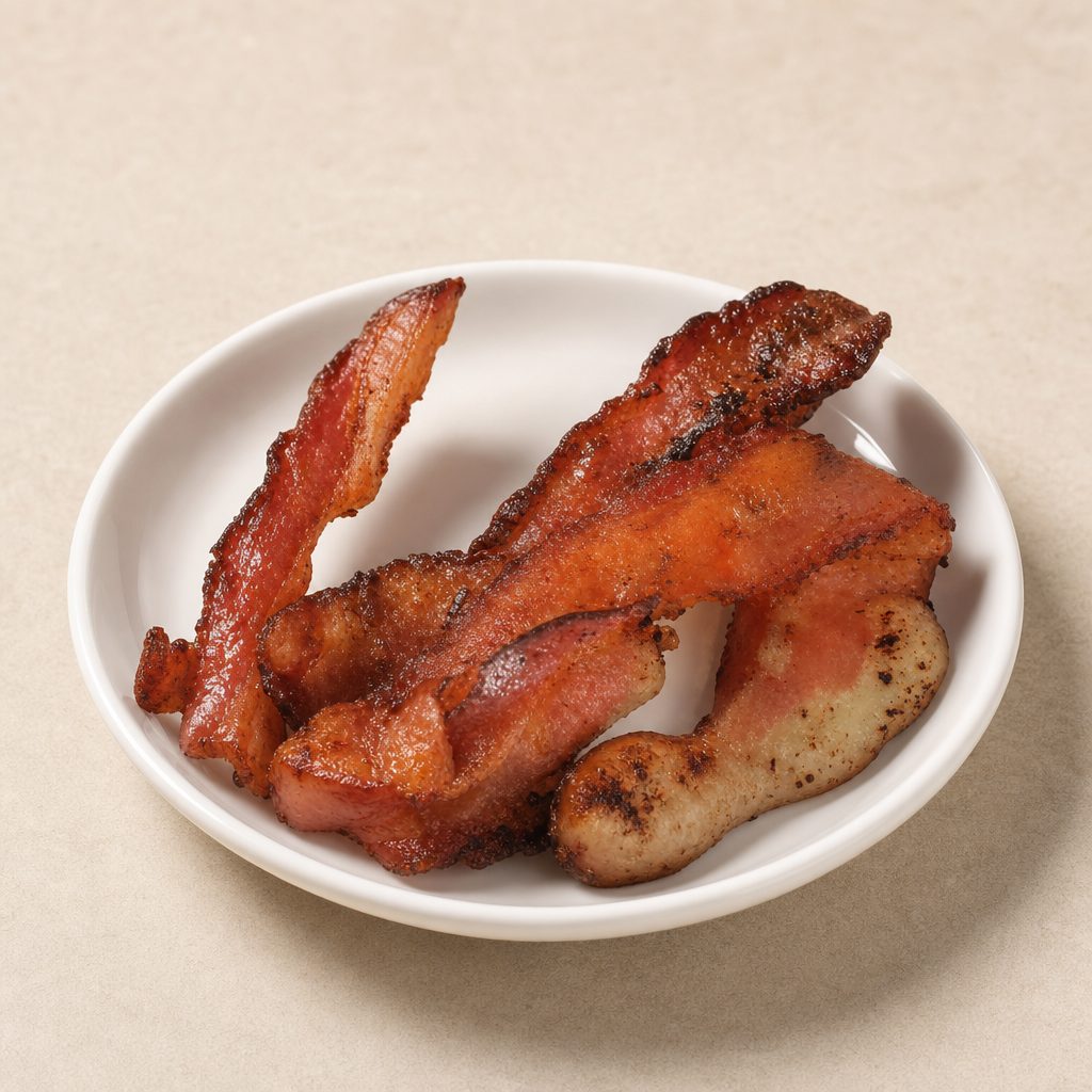 Hardwood-Smoked Bacon, Smoked Ham, Pork Sausage or Turkey Sausage.
